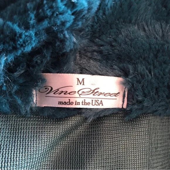 y2k Luxe Faux Fur Teal One-Button Vest, Size M - Picture 5 of 6